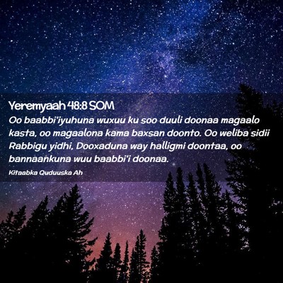 Picture 02 - Yeremyaah 48:8 SOM - Oo baabbi'iyuhuna wuxuu ku soo duuli doonaa - Bible Verse Picture