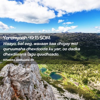 Picture 02 - Yeremyaah 49:15 SOM - Waayo, bal eeg, waxaan kaa dhigay mid quruumaha - Bible Verse Picture