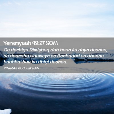 Picture 02 - Yeremyaah 49:27 SOM - Oo derbiga Dimishaq dab baan ku dayn doonaa, oo - Bible Verse Picture