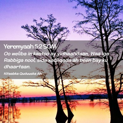 Picture 02 - Yeremyaah 5:2 SOM - Oo weliba in kastoo ay yidhaahdaan, Waa iga - Bible Verse Picture