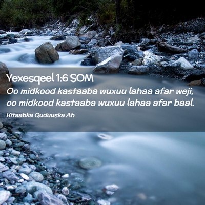 Picture 02 - Yexesqeel 1:6 SOM - Oo midkood kastaaba wuxuu lahaa afar weji, oo - Bible Verse Picture