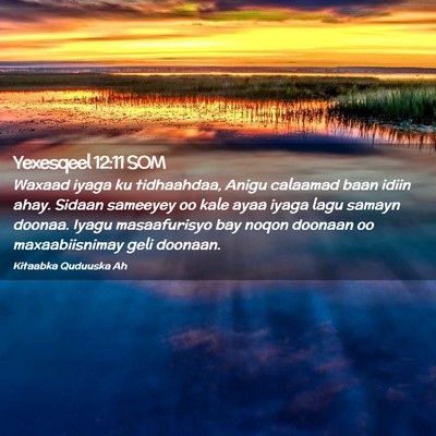 Picture 02 - Yexesqeel 12:11 SOM - Waxaad iyaga ku tidhaahdaa, Anigu calaamad baan - Bible Verse Picture