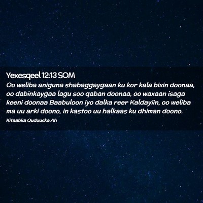 Picture 02 - Yexesqeel 12:13 SOM - Oo weliba aniguna shabaggaygaan ku kor kala bixin - Bible Verse Picture