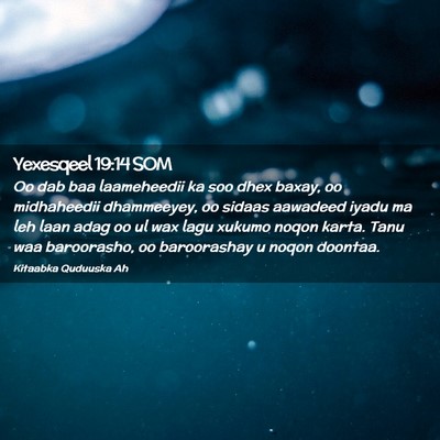 Picture 02 - Yexesqeel 19:14 SOM - Oo dab baa laameheedii ka soo dhex baxay, oo - Bible Verse Picture