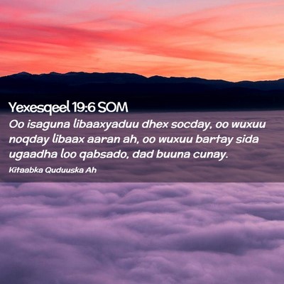 Picture 02 - Yexesqeel 19:6 SOM - Oo isaguna libaaxyaduu dhex socday, oo wuxuu - Bible Verse Picture