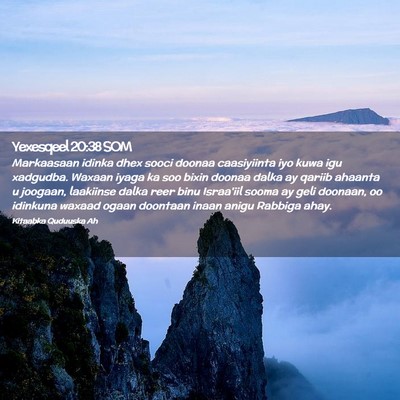 Picture 02 - Yexesqeel 20:38 SOM - Markaasaan idinka dhex sooci doonaa caasiyiinta - Bible Verse Picture