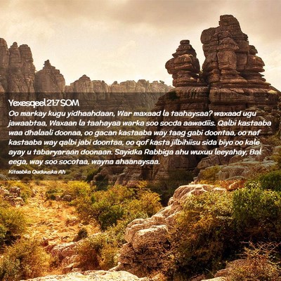 Picture 02 - Yexesqeel 21:7 SOM - Oo markay kugu yidhaahdaan, War maxaad la - Bible Verse Picture
