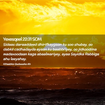 Picture 02 - Yexesqeel 22:31 SOM - Sidaas daraaddeed dhirifkaygaan ku soo shubay, oo - Bible Verse Picture