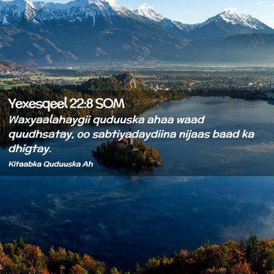 Picture 02 - Yexesqeel 22:8 SOM - Waxyaalahaygii quduuska ahaa waad quudhsatay, oo - Bible Verse Picture