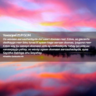 Picture 02 - Yexesqeel 25:14 SOM - Oo waxaan aarsashadayda dul saari doonaa reer - Bible Verse Picture