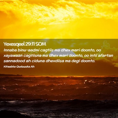 Picture 02 - Yexesqeel 29:11 SOM - Innaba binu-aadmi cagtiis ma dhex mari doonto, oo - Bible Verse Picture