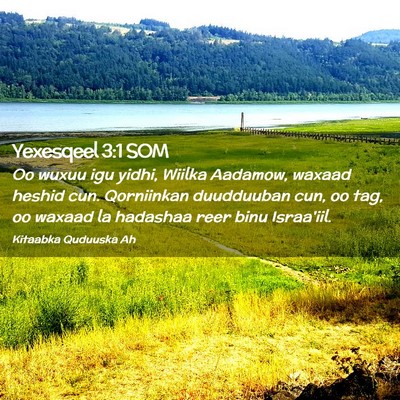 Picture 02 - Yexesqeel 3:1 SOM - Oo wuxuu igu yidhi, Wiilka Aadamow, waxaad heshid - Bible Verse Picture