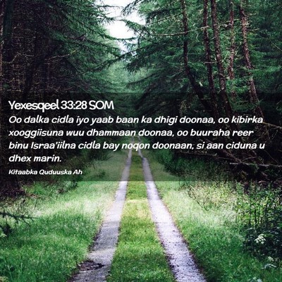 Picture 02 - Yexesqeel 33:28 SOM - Oo dalka cidla iyo yaab baan ka dhigi doonaa, oo - Bible Verse Picture