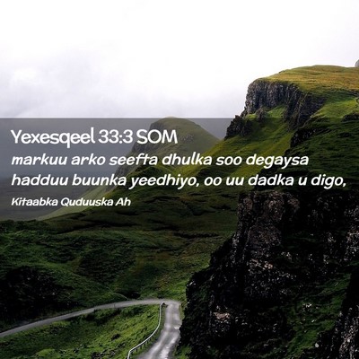 Picture 02 - Yexesqeel 33:3 SOM - markuu arko seefta dhulka soo degaysa hadduu - Bible Verse Picture