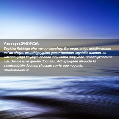 Picture 02 - Yexesqeel 34:10 SOM - Sayidka Rabbiga ahu wuxuu leeyahay, Bal eega, - Bible Verse Picture