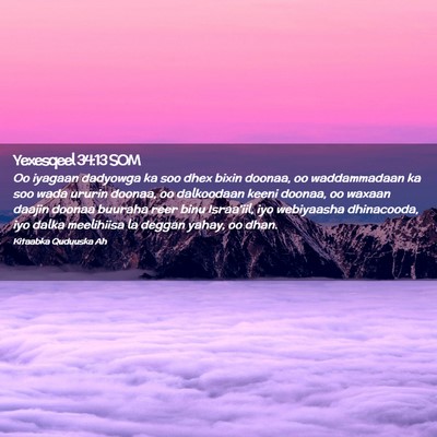 Picture 02 - Yexesqeel 34:13 SOM - Oo iyagaan dadyowga ka soo dhex bixin doonaa, oo - Bible Verse Picture