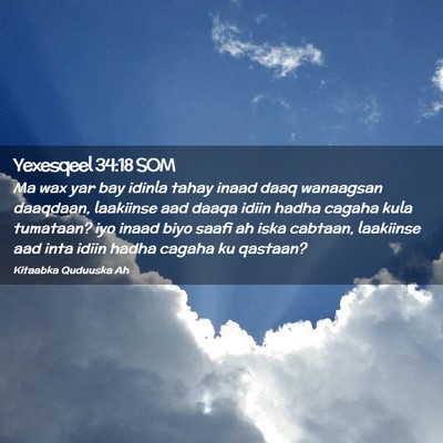 Picture 02 - Yexesqeel 34:18 SOM - Ma wax yar bay idinla tahay inaad daaq wanaagsan - Bible Verse Picture