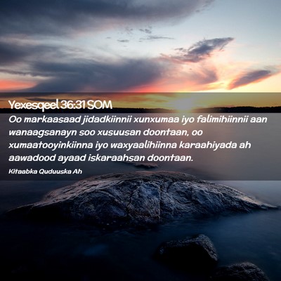 Picture 02 - Yexesqeel 36:31 SOM - Oo markaasaad jidadkiinnii xunxumaa iyo - Bible Verse Picture