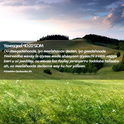 Picture 02 - Yexesqeel 40:22 SOM - Oo daaqadahooda, iyo meelahooda dedan, iyo - Bible Verse Picture