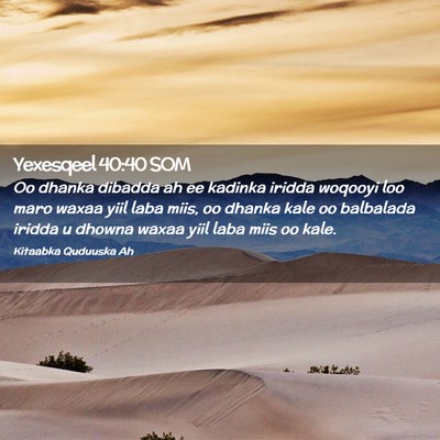 Picture 02 - Yexesqeel 40:40 SOM - Oo dhanka dibadda ah ee kadinka iridda woqooyi - Bible Verse Picture