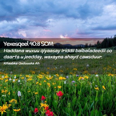 Picture 02 - Yexesqeel 40:8 SOM - Haddana wuxuu qiyaasay iriddii balbaladeedii oo - Bible Verse Picture
