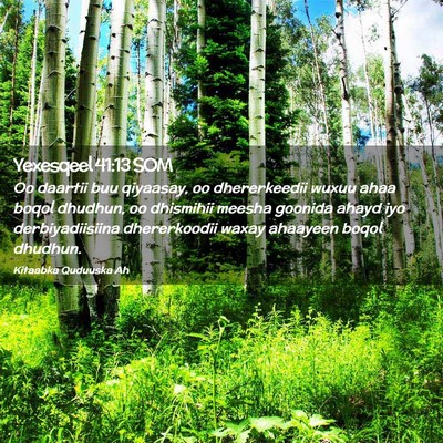Picture 02 - Yexesqeel 41:13 SOM - Oo daartii buu qiyaasay, oo dhererkeedii wuxuu - Bible Verse Picture