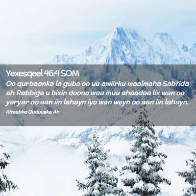 Picture 02 - Yexesqeel 46:4 SOM - Oo qurbaanka la gubo oo uu amiirku maalmaha - Bible Verse Picture