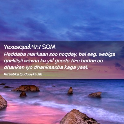 Picture 02 - Yexesqeel 47:7 SOM - Haddaba markaan soo noqday, bal eeg, webiga - Bible Verse Picture