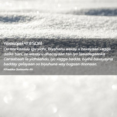 Picture 02 - Yexesqeel 47:8 SOM - Oo markaasuu igu yidhi, Biyahanu waxay u baxayaan - Bible Verse Picture