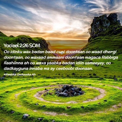 Picture 02 - Yoo'eel 2:26 SOM - Oo idinku wax badan baad cuni doontaan oo waad - Bible Verse Picture