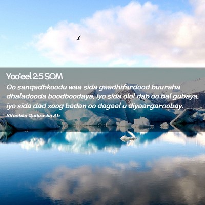 Picture 02 - Yoo'eel 2:5 SOM - Oo sanqadhkoodu waa sida gaadhifardood buuraha - Bible Verse Picture