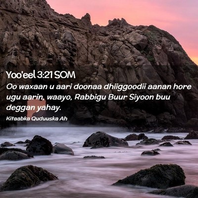 Picture 02 - Yoo'eel 3:21 SOM - Oo waxaan u aari doonaa dhiiggoodii aanan hore - Bible Verse Picture