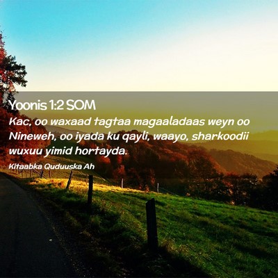 Picture 02 - Yoonis 1:2 SOM - Kac, oo waxaad tagtaa magaaladaas weyn oo - Bible Verse Picture