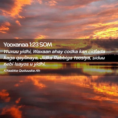 Picture 02 - Yooxanaa 1:23 SOM - Wuxuu yidhi, Waxaan ahay codka kan cidlada kaga - Bible Verse Picture