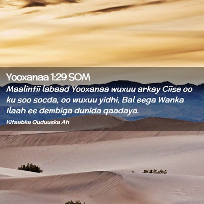 Picture 02 - Yooxanaa 1:29 SOM - Maalintii labaad Yooxanaa wuxuu arkay Ciise oo ku - Bible Verse Picture