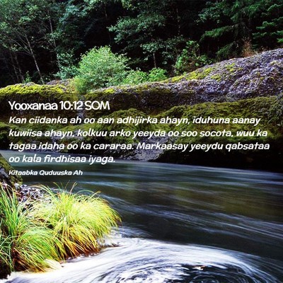 Picture 02 - Yooxanaa 10:12 SOM - Kan ciidanka ah oo aan adhijirka ahayn, iduhuna - Bible Verse Picture