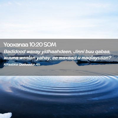 Picture 02 - Yooxanaa 10:20 SOM - Badidood waxay yidhaahdeen, Jinni buu qabaa, - Bible Verse Picture