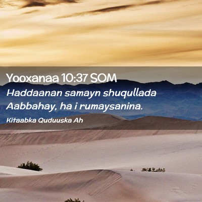 Picture 02 - Yooxanaa 10:37 SOM - Haddaanan samayn shuqullada Aabbahay, ha i - Bible Verse Picture