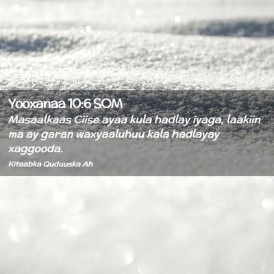 Picture 02 - Yooxanaa 10:6 SOM - Masaalkaas Ciise ayaa kula hadlay iyaga, laakiin - Bible Verse Picture