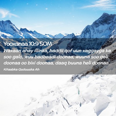 Picture 02 - Yooxanaa 10:9 SOM - Waxaan ahay illinka, haddii qof uun xaggayga ka - Bible Verse Picture