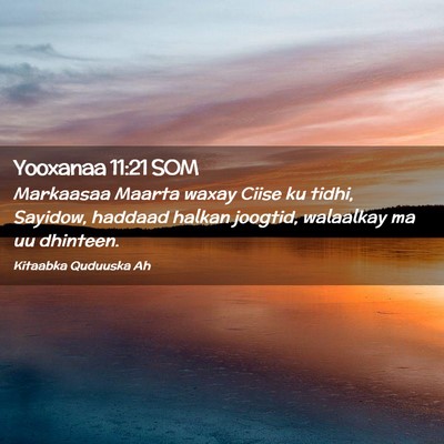 Picture 02 - Yooxanaa 11:21 SOM - Markaasaa Maarta waxay Ciise ku tidhi, Sayidow, - Bible Verse Picture