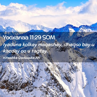 Picture 02 - Yooxanaa 11:29 SOM - Iyaduna kolkay maqashay, dhaqso bay u kacday oo u - Bible Verse Picture