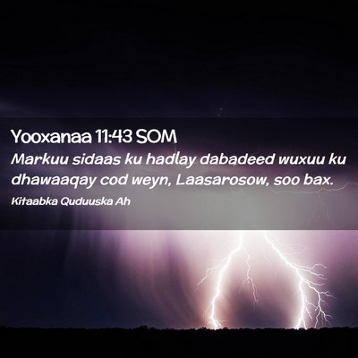 Picture 02 - Yooxanaa 11:43 SOM - Markuu sidaas ku hadlay dabadeed wuxuu ku - Bible Verse Picture