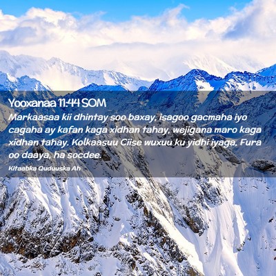 Picture 02 - Yooxanaa 11:44 SOM - Markaasaa kii dhintay soo baxay, isagoo gacmaha - Bible Verse Picture