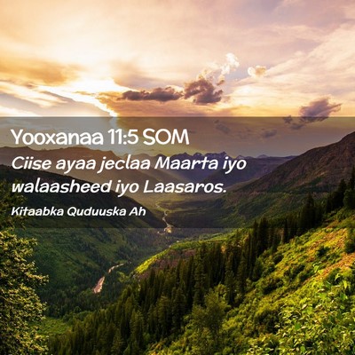 Picture 02 - Yooxanaa 11:5 SOM - Ciise ayaa jeclaa Maarta iyo walaasheed iyo - Bible Verse Picture