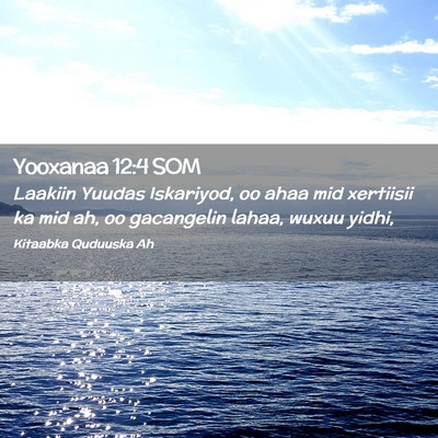 Picture 02 - Yooxanaa 12:4 SOM - Laakiin Yuudas Iskariyod, oo ahaa mid xertiisii - Bible Verse Picture
