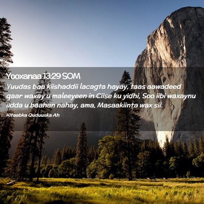 Picture 02 - Yooxanaa 13:29 SOM - Yuudas baa kiishaddii lacagta hayay, taas - Bible Verse Picture