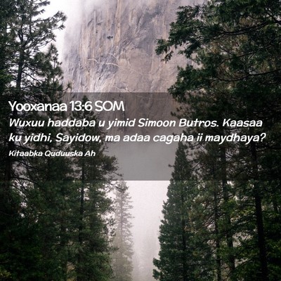 Picture 02 - Yooxanaa 13:6 SOM - Wuxuu haddaba u yimid Simoon Butros. Kaasaa ku - Bible Verse Picture