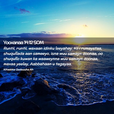 Picture 02 - Yooxanaa 14:12 SOM - Runtii, runtii, waxaan idinku leeyahay, Kii i - Bible Verse Picture