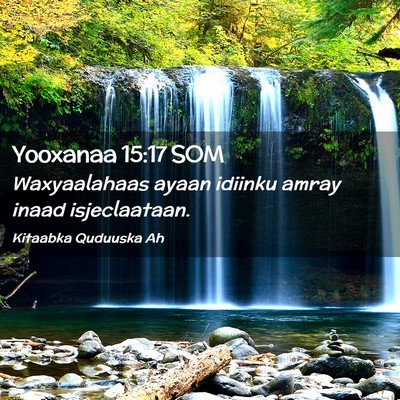Picture 02 - Yooxanaa 15:17 SOM - Waxyaalahaas ayaan idiinku amray inaad - Bible Verse Picture